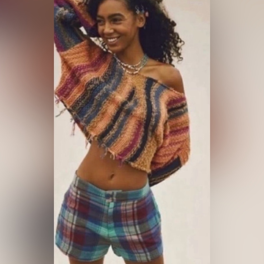 NWOT Free People Madras Plaid Shorts